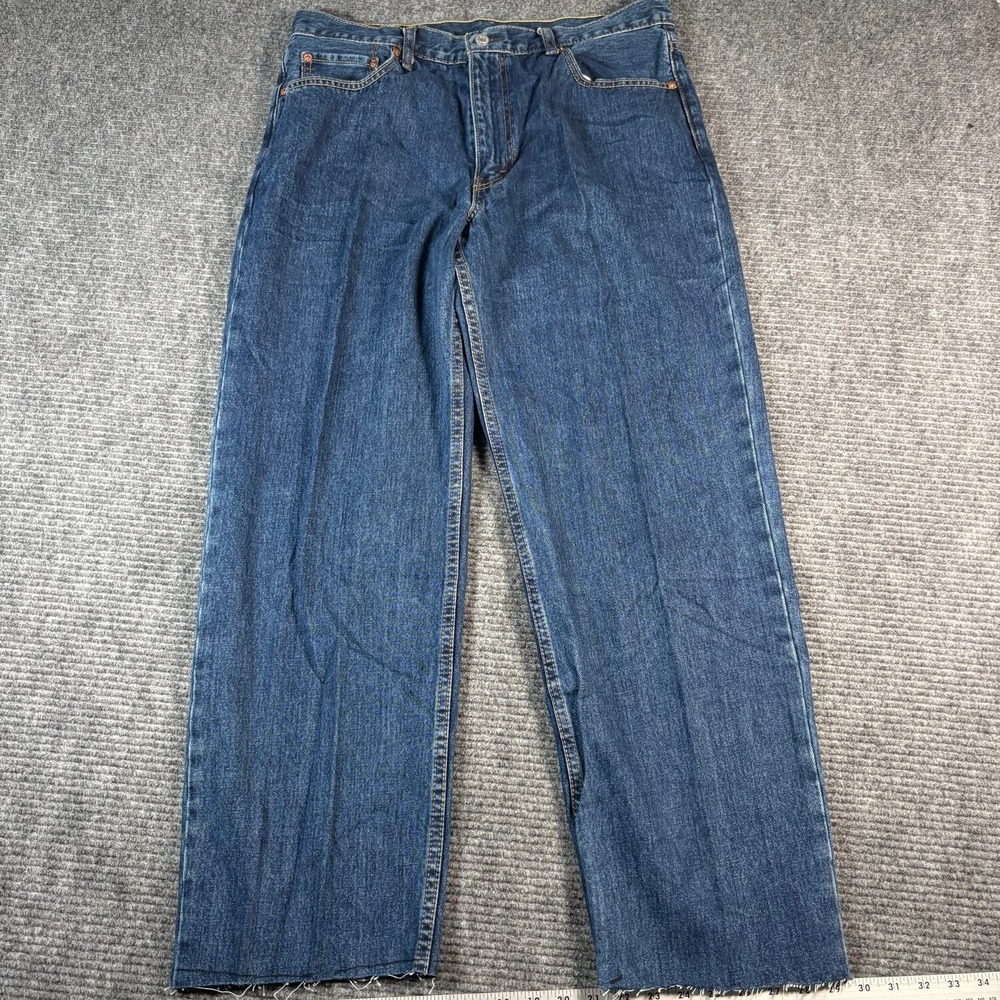 Levi's 550 Relaxed Fit Jeans Mens 36x36 Blue Good Raw Hem Tapered Denim